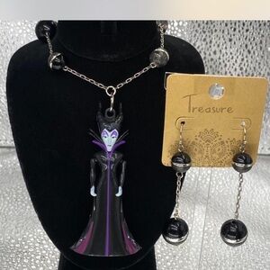 Disney Jewelry ^*^ Maleficent Necklace /  Earring Set - Black / Purple ***